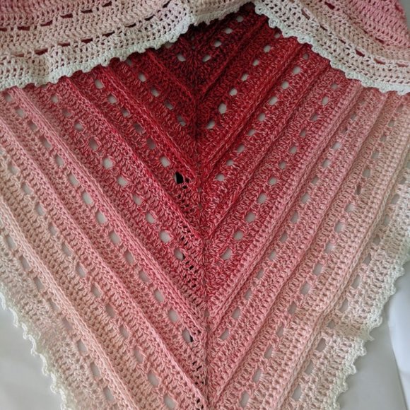 Handmade Crochet Gradient Red Soft Shawl. - Picture 4 of 5